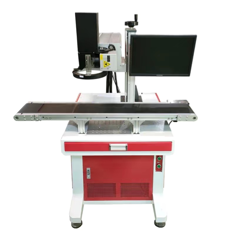 CCD fiber laser vision marking system laser marking machine industrial assembly line for metal plastic marking