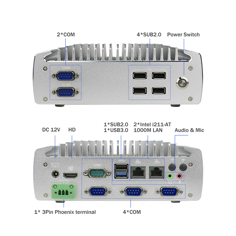 Indusrial PC IBOX101 Plus Fanless All in One PC Aluminum Structure