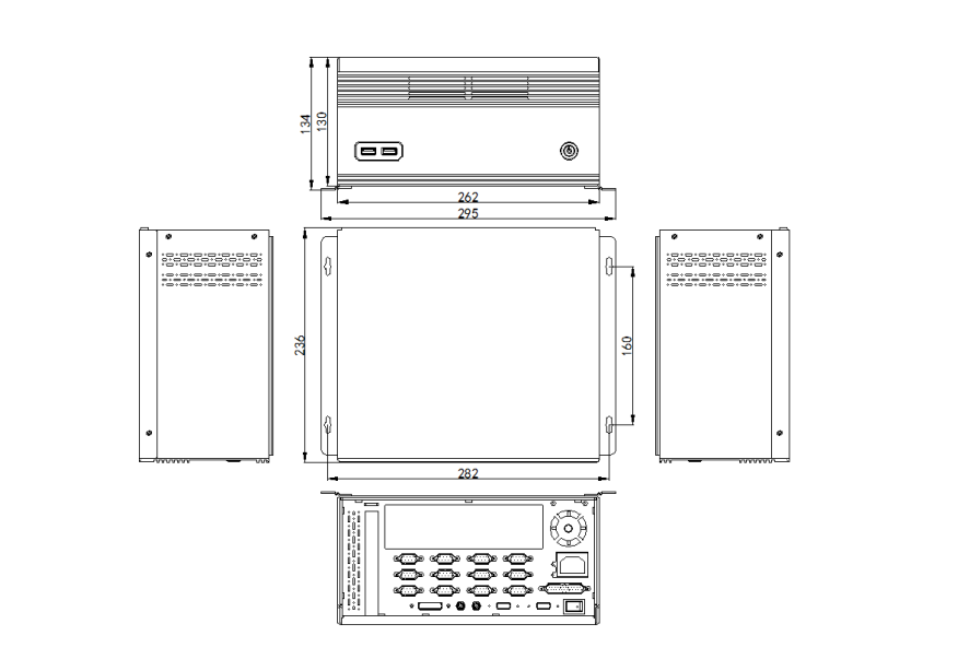 min Indusrial PC ZPC X4-H110 Fanless Aluminum Structure with I5 6500+ 8G DDR4 drawing