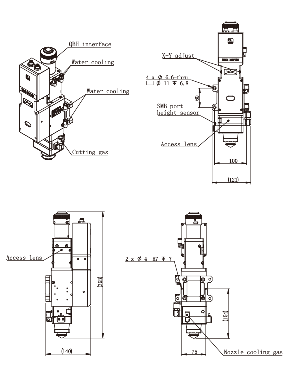 Raytools BM111 auto focus head conneting data QBH-100-125-BMH111001A